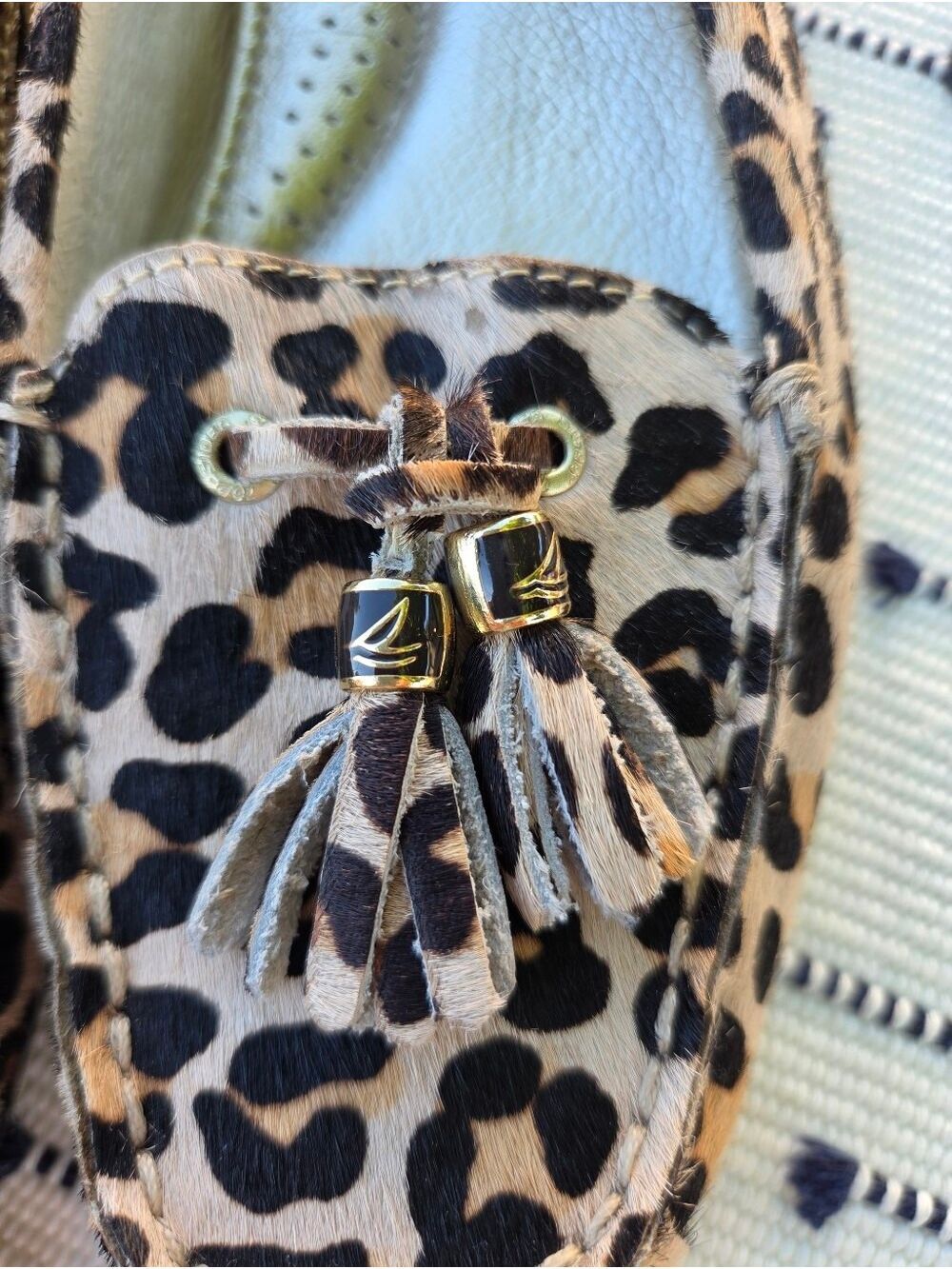 Sperry Top Sider Leopard Print Tassel Loafers Tan/Brown/Black Women's 9 - Picture 4 of 16